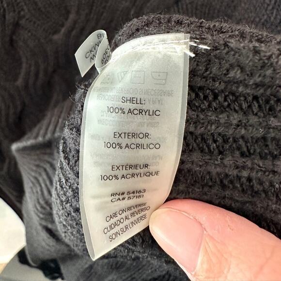 CALVIN KLEIN | Plus Size Black Cable Knit Sweater V-Neck Pullover NWT | 1X - Picture 7 of 8